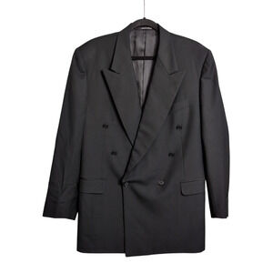 Pal Zileri Black Wool Double Breasted Blazer (54R/44R) Italian Power Suit Style